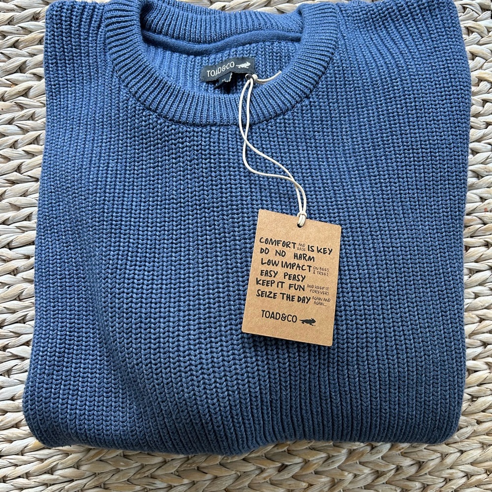 Toad&Co Blue Crewneck Sweater Classic Knit